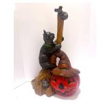 1980 Hand Painted Halloween Cat and Broom