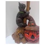 1980 Hand Painted Halloween Cat and Broom