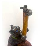 1980 Hand Painted Halloween Cat and Broom