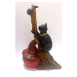 1980 Hand Painted Halloween Cat and Broom