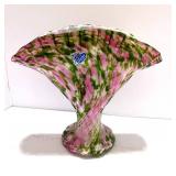 Fenton Murrhina Rose Fan Vase