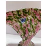 Fenton Murrhina Rose Fan Vase