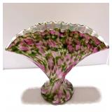 Fenton Murrhina Rose Fan Vase