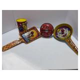 Four Vintage Metal Noise Makers