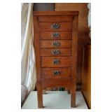 Antique Wooden Jewelry Cabinet with Mirror Approx 17 1/2" wide, 40" tall
