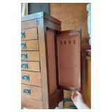 Antique Wooden Jewelry Cabinet with Mirror Approx 17 1/2" wide, 40" tall