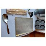 Lot of Kitchen Items including Bakeware, Drinkware, and Utensils