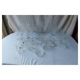 Glassware Collection including Etched Mugs, Champagne Flutes, and Crystal Vases