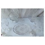 Glassware Collection including Etched Mugs, Champagne Flutes, and Crystal Vases
