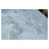 Glassware Collection including Etched Mugs, Champagne Flutes, and Crystal Vases