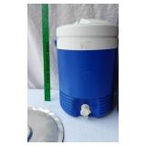 Igloo Beverage Cooler and Oster Blender with Kitchen Accessories including Lid, Rack, and Shakers