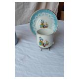 Vintage Bottles and Decorative Items including Roth Greeting Cards Plate and Cup Set