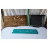 Rustic Wooden Sign, Teal Hook Board, and Chalkboard Lot