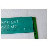 Rustic Wooden Sign, Teal Hook Board, and Chalkboard Lot