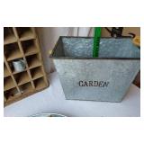 Wooden Birdhouse, Metal Tray, and Garden Box with Accessories