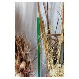 Decorative Wooden Vases with Dried Floral Arrangements