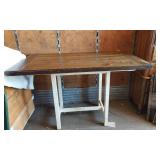 Rustic Wooden Dining Table with White Legs and 4 Chairs - 58 3/4" Long, 33" Wide, 37 1/2" Tall
