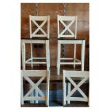 Rustic Wooden Dining Table with White Legs and 4 Chairs - 58 3/4" Long, 33" Wide, 37 1/2" Tall
