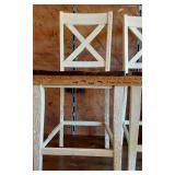 Rustic Wooden Dining Table with White Legs and 4 Chairs - 58 3/4" Long, 33" Wide, 37 1/2" Tall