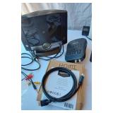 Assorted Electronics and Accessories including Viasat Power Adapter, Midland Weather Radio, Juliette Walkie Talkies and Various Cables