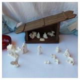 Nativity Scene Set with Snowman Decorations