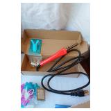 Craft Supplies and Tools Lot including, Wood Burner, Glue Gun, Used Paints, and Accessories