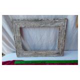 Wooden Cross, Picture Frame, and Pink Beaded Valance