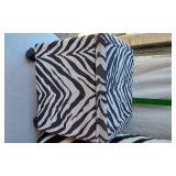 Zebra Print Storage Ottoman, Zebra Print Pillow and Pink Hamper
