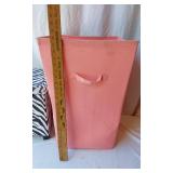 Zebra Print Storage Ottoman, Zebra Print Pillow and Pink Hamper