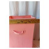 Zebra Print Storage Ottoman, Zebra Print Pillow and Pink Hamper