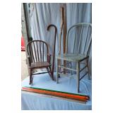 Wooden Chairs and Yardsticks with Walking Sticks