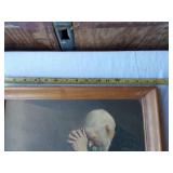 Framed Artworks including Serenity Prayer, Tree Print, Praying Man, and Doily Art