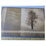 Framed Artworks including Serenity Prayer, Tree Print, Praying Man, and Doily Art