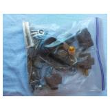Assorted Hardware and Electrical Components including Plates, Hinges, Chains, and Accessories