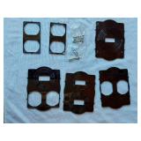 Assorted Hardware and Electrical Components including Plates, Hinges, Chains, and Accessories