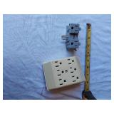 Assorted Hardware and Electrical Components including Plates, Hinges, Chains, and Accessories