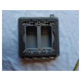 Assorted Hardware and Electrical Components including Plates, Hinges, Chains, and Accessories