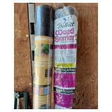 Garden Tools and Supplies including Hose Reel, Weed Barrier, and Sprinklers