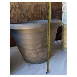 Assorted Planters and Garden Tools including Decorative Clay Pot, Watering Can, and Hose Nozzle