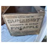 Wooden Crate and Basket Lot including Sun-Kist Crate, Wooden Box, and Basket