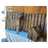 Rustic Wooden Fence Panels and Birdhouses