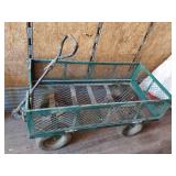 Green Metal Mesh Utility Cart