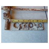Assorted Farm Parts and Tools including Chains, Clamps, and Drill Bits