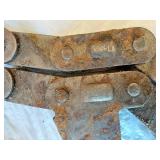 Assorted Farm Parts and Tools including Chains, Clamps, and Drill Bits