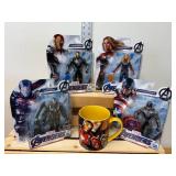 Marvel Avengers collection featuring (4) 6-inch action figures Captian America, Captian Marvel, Iron Man & War Machine and a large Iron Man coffee mug 2018 Marvel Avengers collection featuring (4) 6-inch action figures Captian America, Captian Marvel, Iron Man & War Machine and a large Iron Man coffee mug 2018