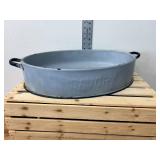 Large 17-Inch Mid-Cent Blue Speckled Farmhouse Enamelware Savory Roasting Pan Large 17-Inch Mid-Cent Blue Speckled Farmhouse Enamelware Savory Roasting Pan