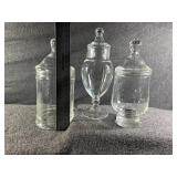 Set of Three Hand-Blown Apothecary Jars with Teardrop Lids Set of Three Hand-Blown Apothecary Jars with Teardrop Lids