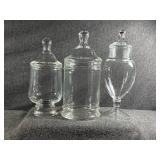 Set of Three Hand-Blown Apothecary Jars with Teardrop Lids Set of Three Hand-Blown Apothecary Jars with Teardrop Lids