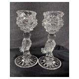 2 Hofbauer Lead Crystal Byrdes Pair – 7" Vintage German Figural Bird Candlestick Holders 2 Hofbauer Lead Crystal Byrdes Pair – 7" Vintage German Figural Bird Candlestick Holders