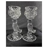 2 Hofbauer Lead Crystal Byrdes Pair – 7" Vintage German Figural Bird Candlestick Holders 2 Hofbauer Lead Crystal Byrdes Pair – 7" Vintage German Figural Bird Candlestick Holders